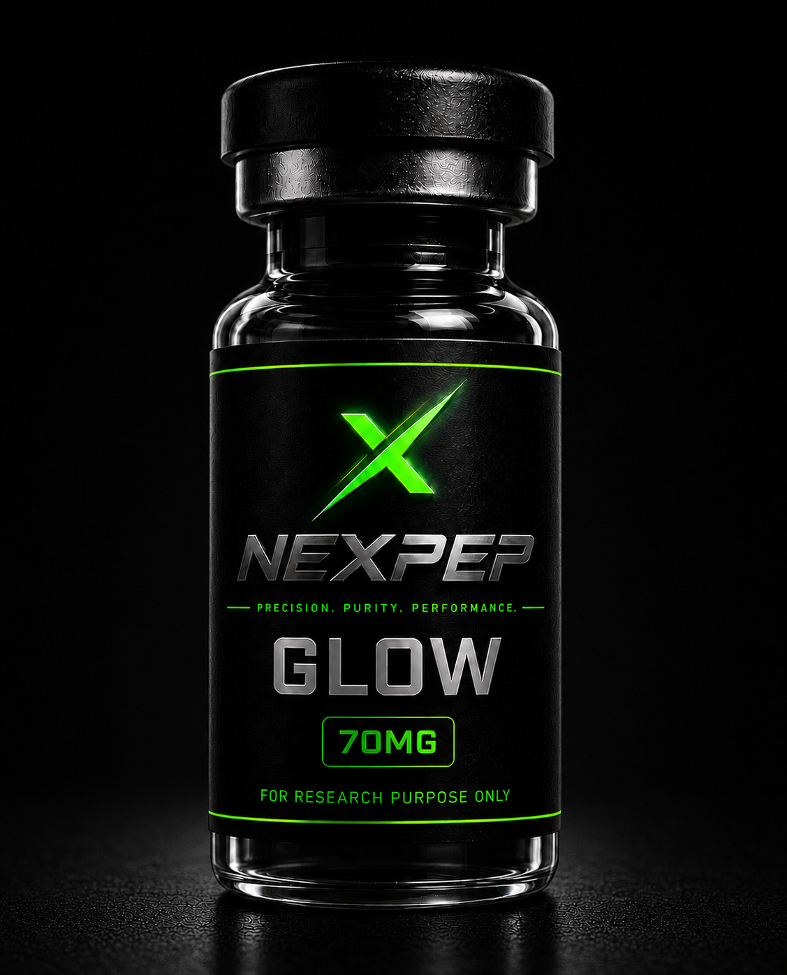 GLOW 70MG research vial